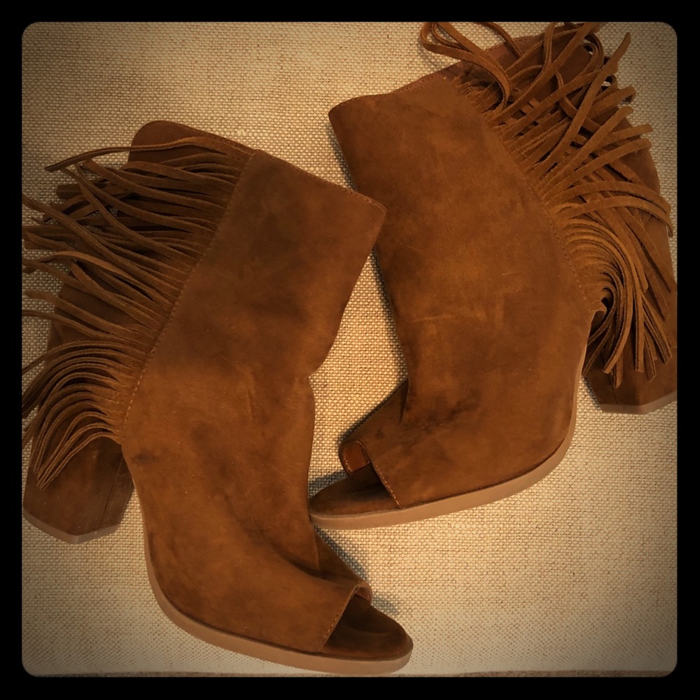 Suede fringe booties